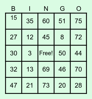 Bingo Caard ni Iska Bingo Card