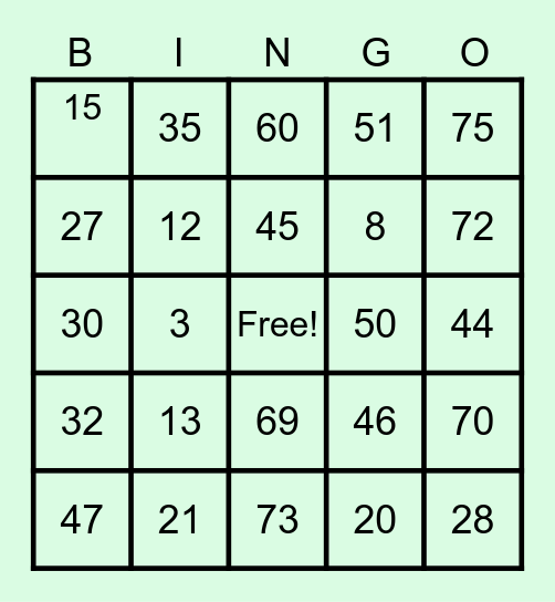 Bingo Caard ni Iska Bingo Card