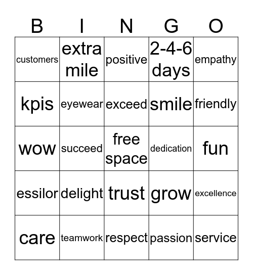 PRE-SPRING FLING Bingo Card