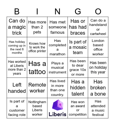 People Puzzle Bingo! Bingo Card