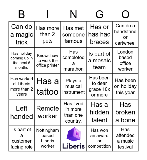 People Puzzle Bingo! Bingo Card