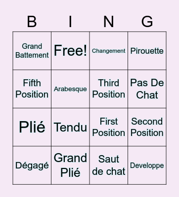 Ballet Bingo Card