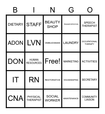 Legacy's Bingo Card