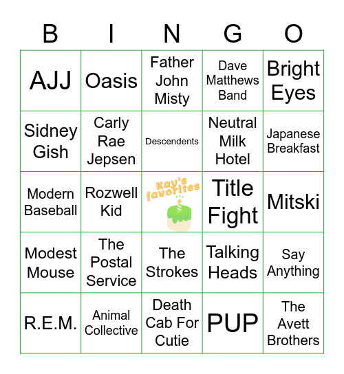 june- Kay's favs Bingo Card