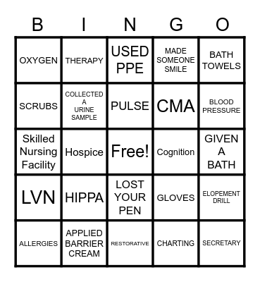 Legacy's Bingo Card