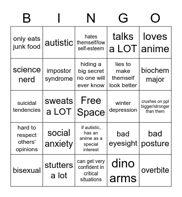Alphys Bingo Card