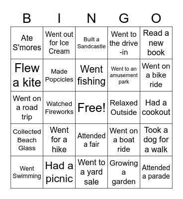 Summer Bingo Card