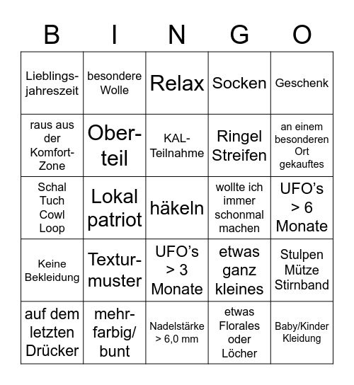 Wolle Bingo Card