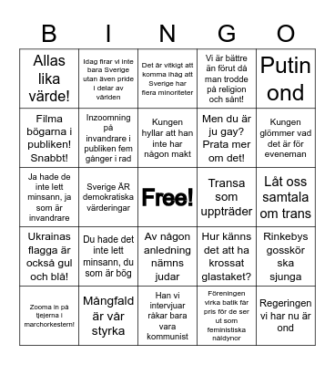 Nationaldagsbingo Card