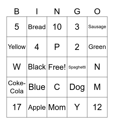 ASL Beginning Words Bingo Card