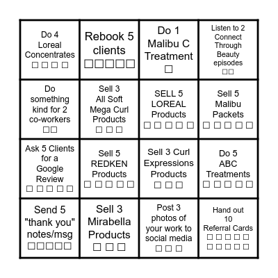 L&L SUMMER RALLY BINGO - Stylist Bingo Card