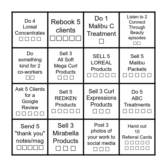 L&L SUMMER RALLY BINGO - Stylist Bingo Card