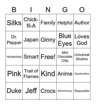 All About Faith Bingo Card