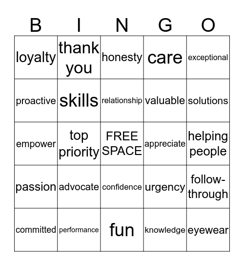 PRE-SPRING FLING Bingo Card