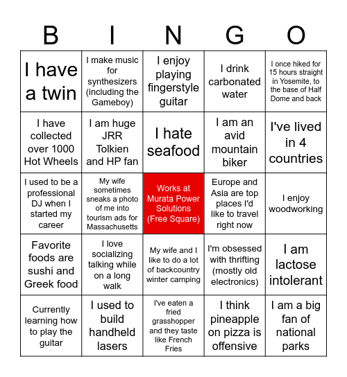 Diversity Bingo Card