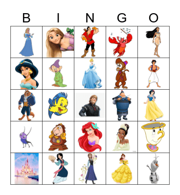 Disney Princess Bingo Card