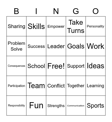 Teambuilding Bingo Card