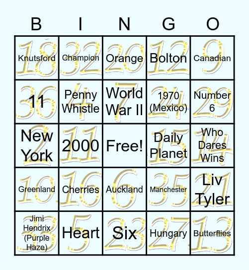 Rex's Bingo Quiz 3 Bingo Card