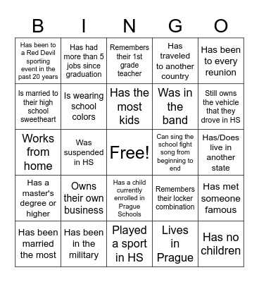 CLASS OF 2003 BINGO Card