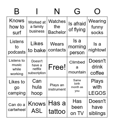 Team Bingo 2 Bingo Card