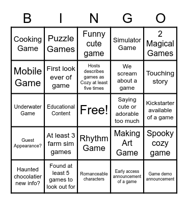 Wholesome Direct 2023 Bingo Card