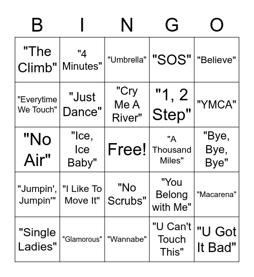 Guess That Song - Throwback Bingo Card