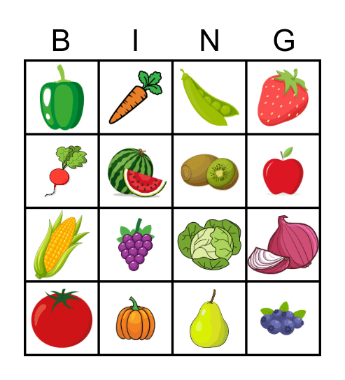 Garden Bingo Card