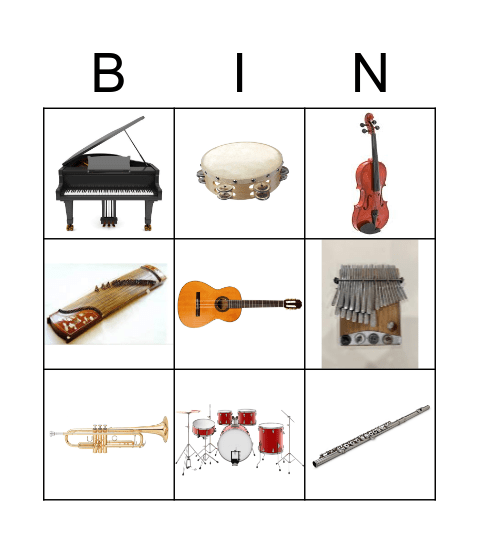 Musical Instruments Bingo Card