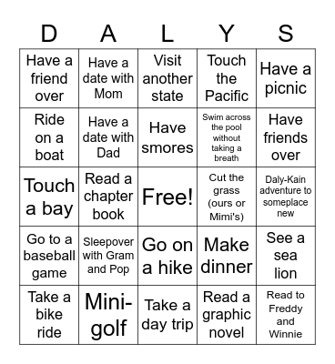 Summer 2023 Bingo Card