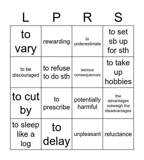 "The Best Medicine" Bingo Card