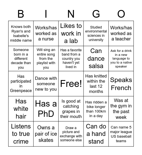 Isabelle & Ryan's Wedding Bingo Card