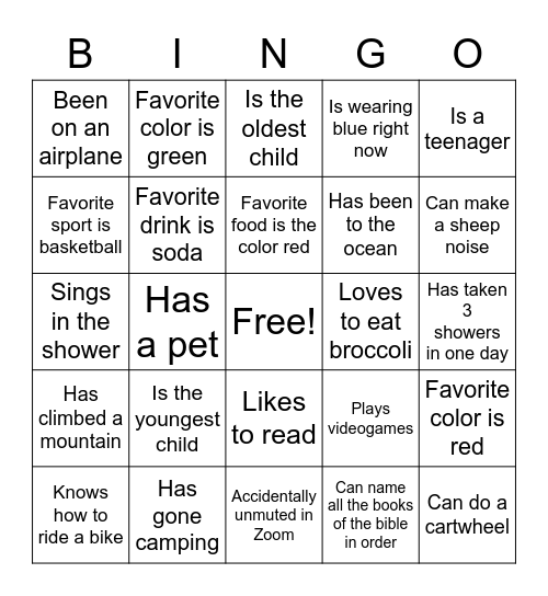 PCLA BINGO Card