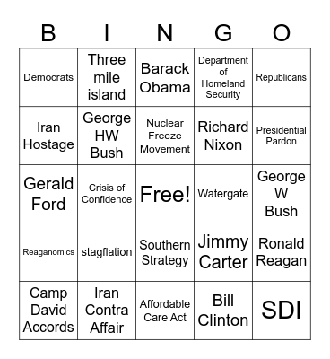 Final Test Bingo Card