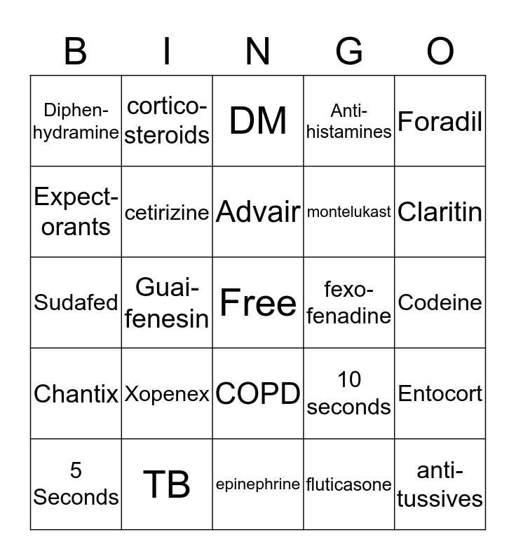 Chapter 9 Bingo Card