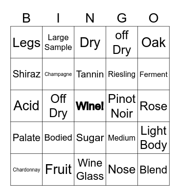 🍷  WINE Bingo  🍷 Bingo Card