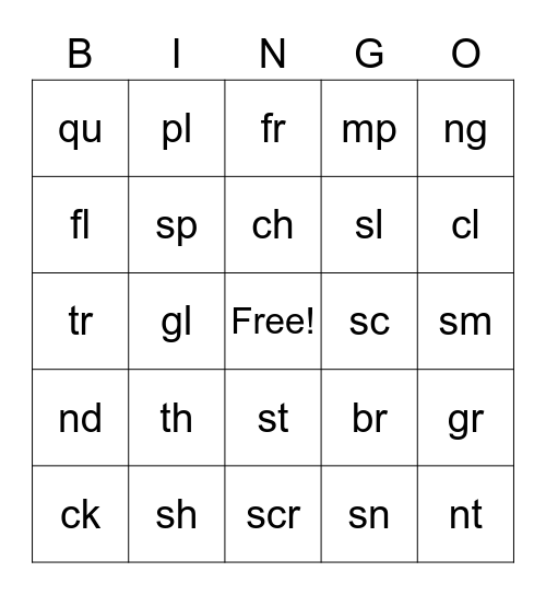 Digraphs, Welded Sounds, R-Controlled Bingo Card