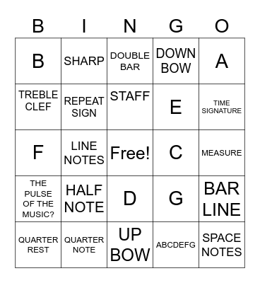 MUSIC Bingo Card