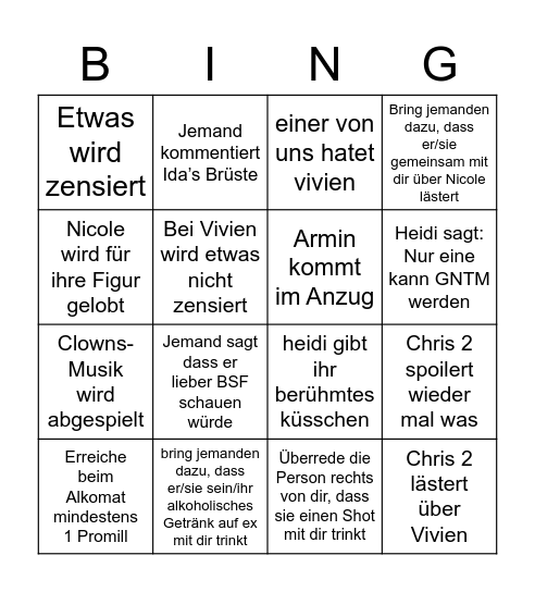 Albertgasse's next Top-Drangler Bingo Card