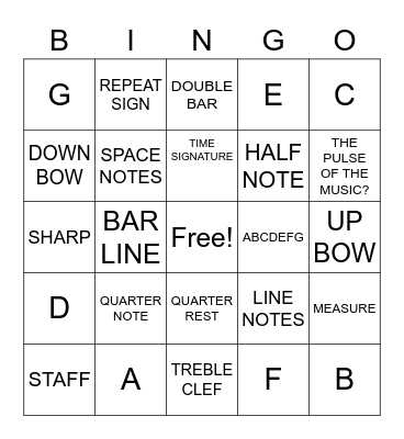 MUSIC Bingo Card