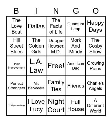 52 - TV SHOWS Bingo Card