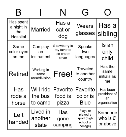 NEW STAFF/RETURNING STAFF Bingo Card