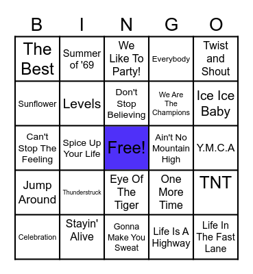 PSW Virtual Music Bingo Card