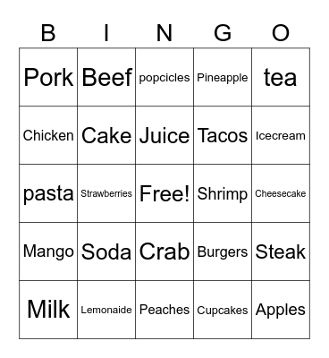 Kristie Bingo Card