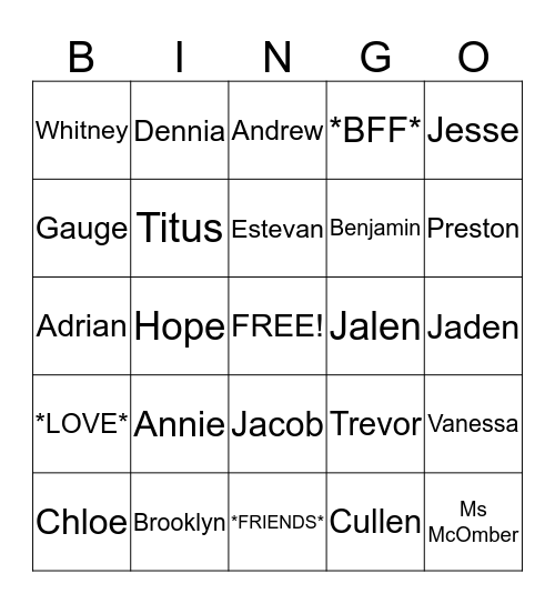 Untitled Bingo Card