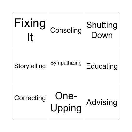 Empathy or Not Bingo Card