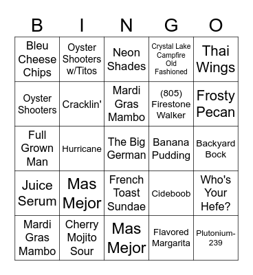 Tricky Bingo Card