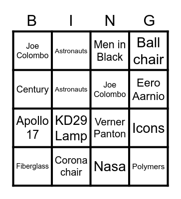 Space Age Bingo Card