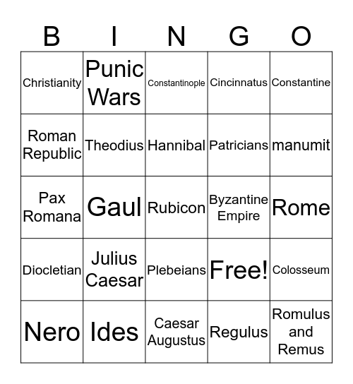 Eternal Rome Bingo Card