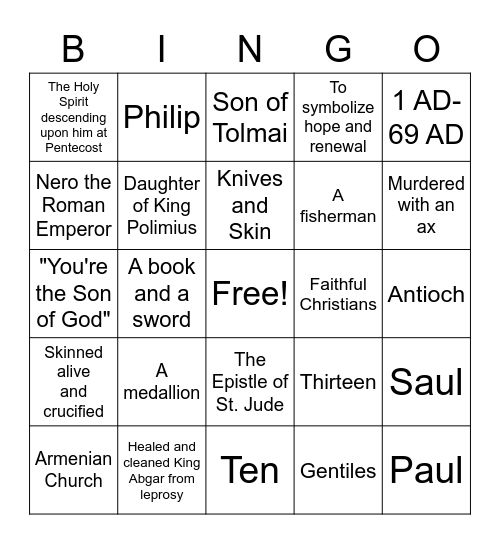 Theology bingo Card