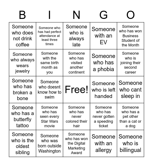 EBC North Seattle Assembly BINGO Card
